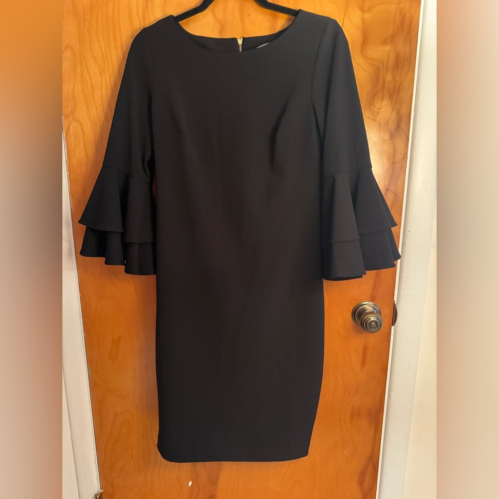 ✨Calvin Klein Black Bell Sleeve Dress | 3/4 Sleeve | Formal | Size 8